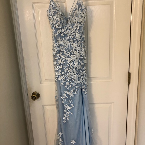 light blue embroidered prom dress - Picture 5 of 5